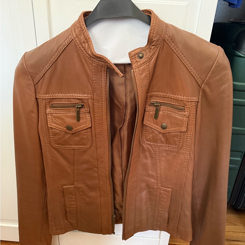 Michael Kors Brown Leather Jacket